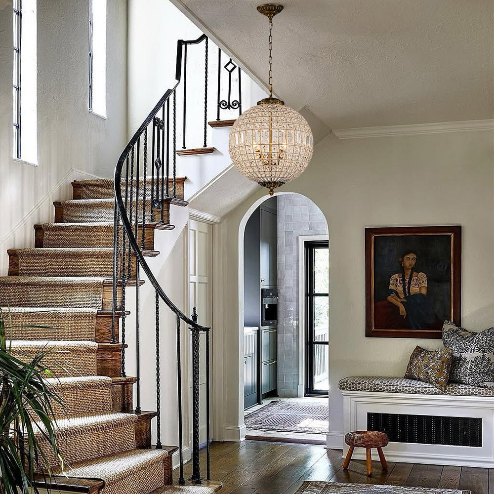 Crystavelle Regency Brass Crystal Orb Chandelier