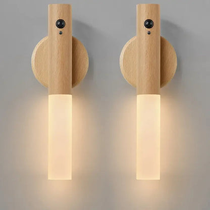 Oakmira Minimalist Wood Motion Sensor Wall Light