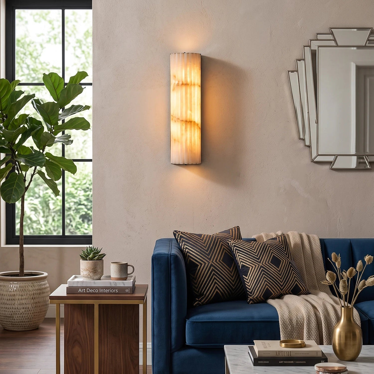Rivenna Minimalist Fluted Alabaster Wall Light