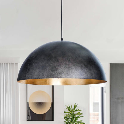 Domarra Industrial Metal Gold-Leaf Dome Pendant Light
