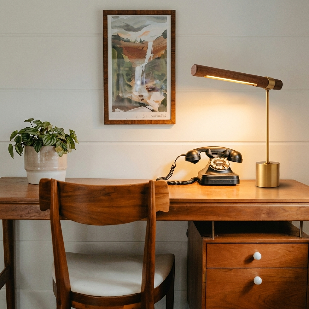 Pravena Mid-Century Brass Table Lamp