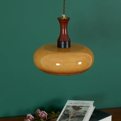 Amber Glass Plug-In Pendant