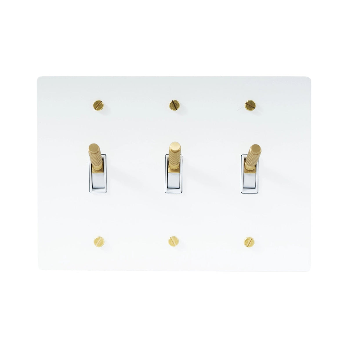Ebrona Vintage Brass Knurled 3-Gang Toggle Switch