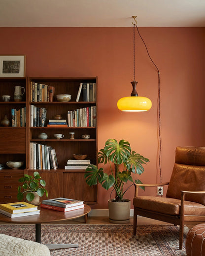 Amber Glass Plug-In Pendant