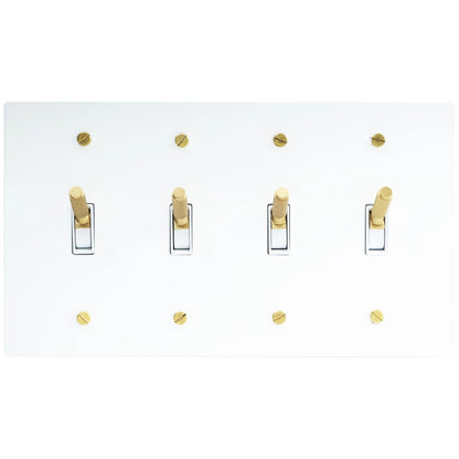 Halverin Vintage Solid Brass 4-Gang Toggle Switch