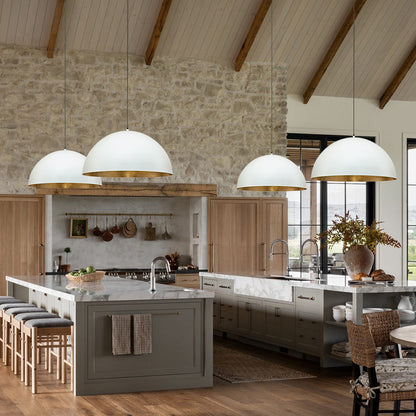 Domarra Industrial Metal Gold-Leaf Dome Pendant Light