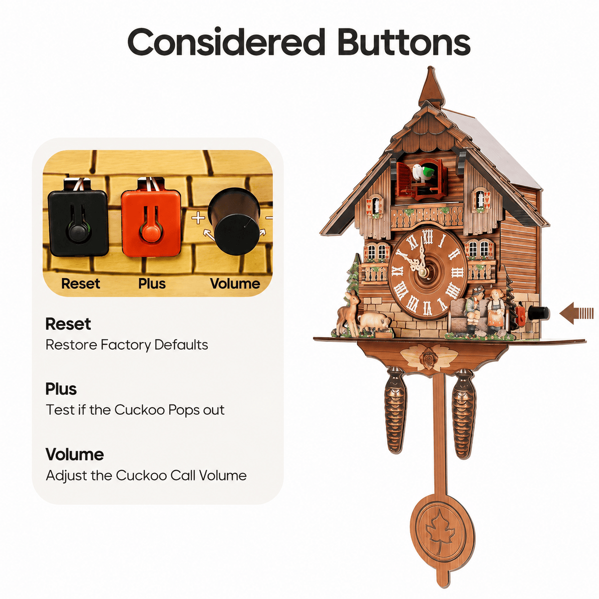 Brenvika Alpine MDF Pendulum Cuckoo Clock