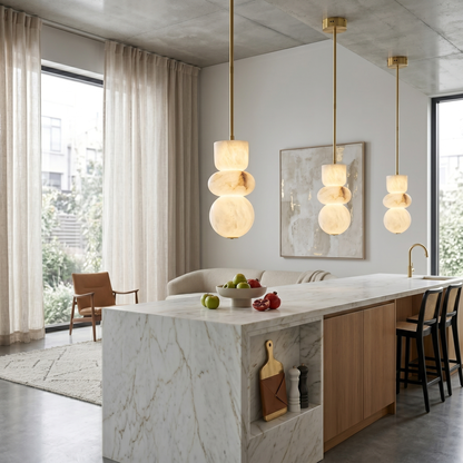 Stacked Alabaster Pendant Light