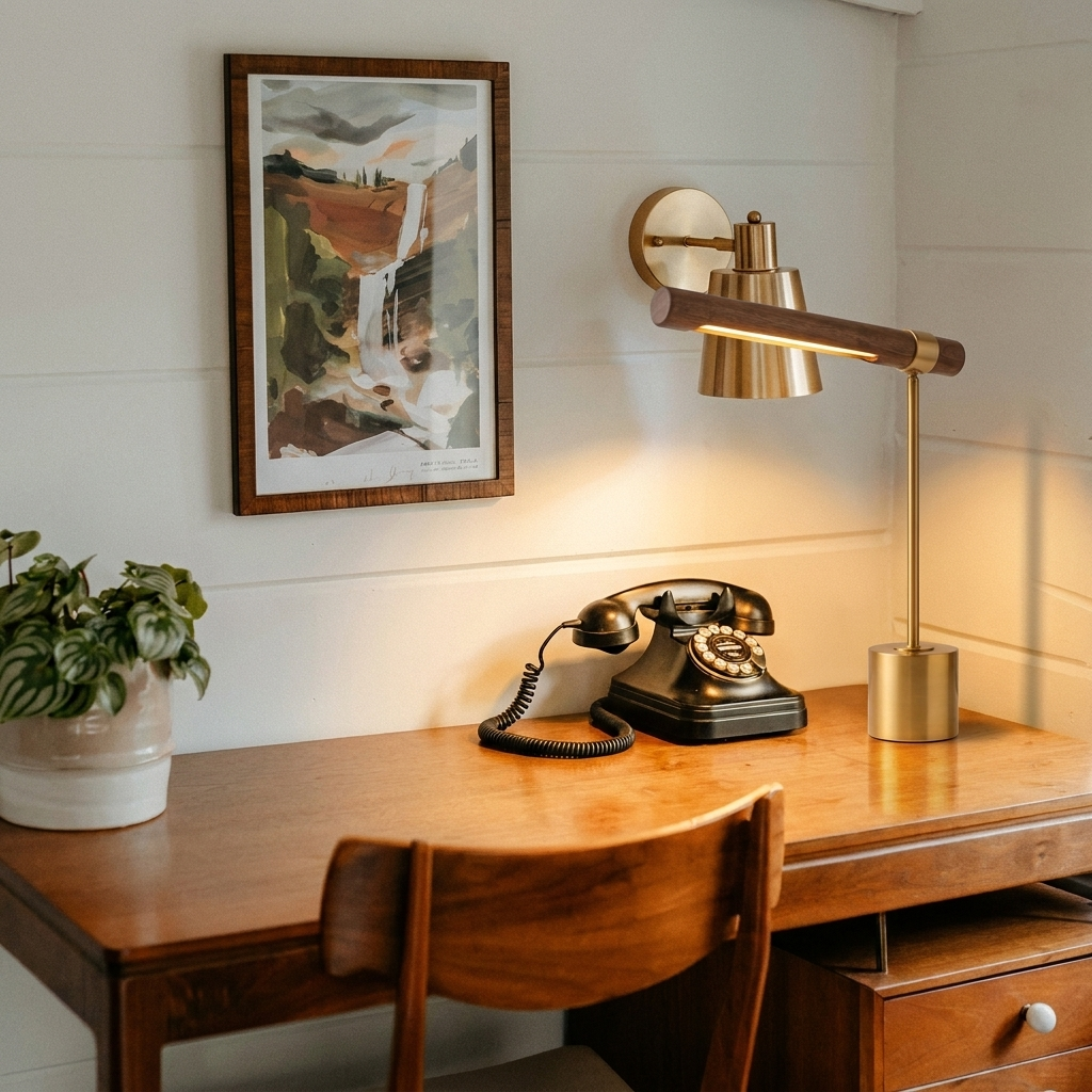 Pravena Mid-Century Brass Table Lamp