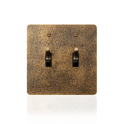 Esmerow Vintage Brass Knurled 2-Gang Toggle Switch