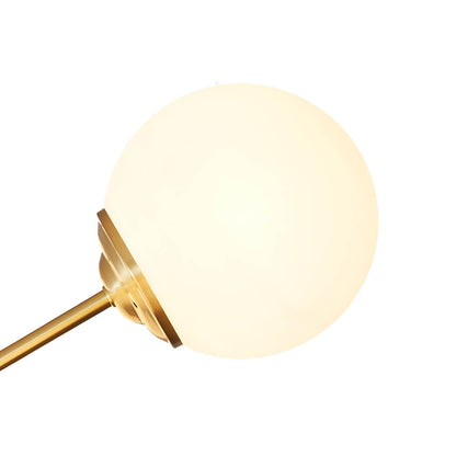 Spheralis Mid-Century Brass Opal Glass Chandelier