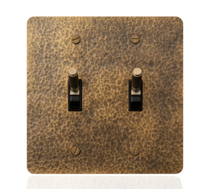 Esmerow Vintage Brass Knurled 2-Gang Toggle Switch