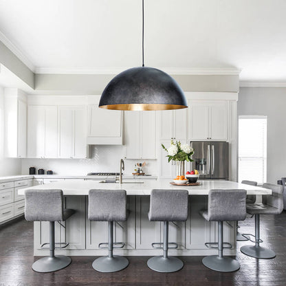 Domarra Industrial Metal Gold-Leaf Dome Pendant Light