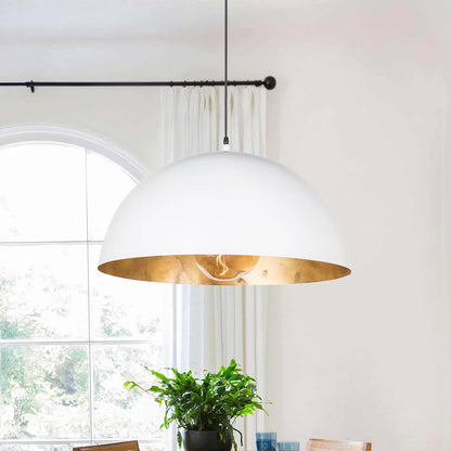 Domarra Industrial Metal Gold-Leaf Dome Pendant Light