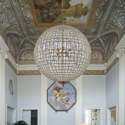 Crystavelle Regency Brass Crystal Orb Chandelier