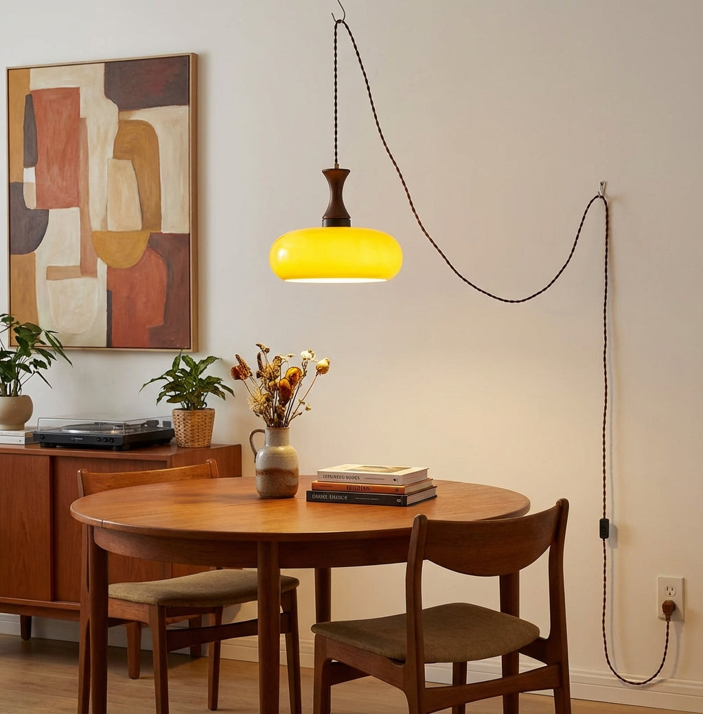 Amber Glass Plug-In Pendant