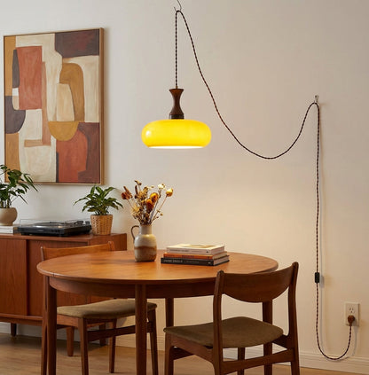 Amber Glass Plug-In Pendant