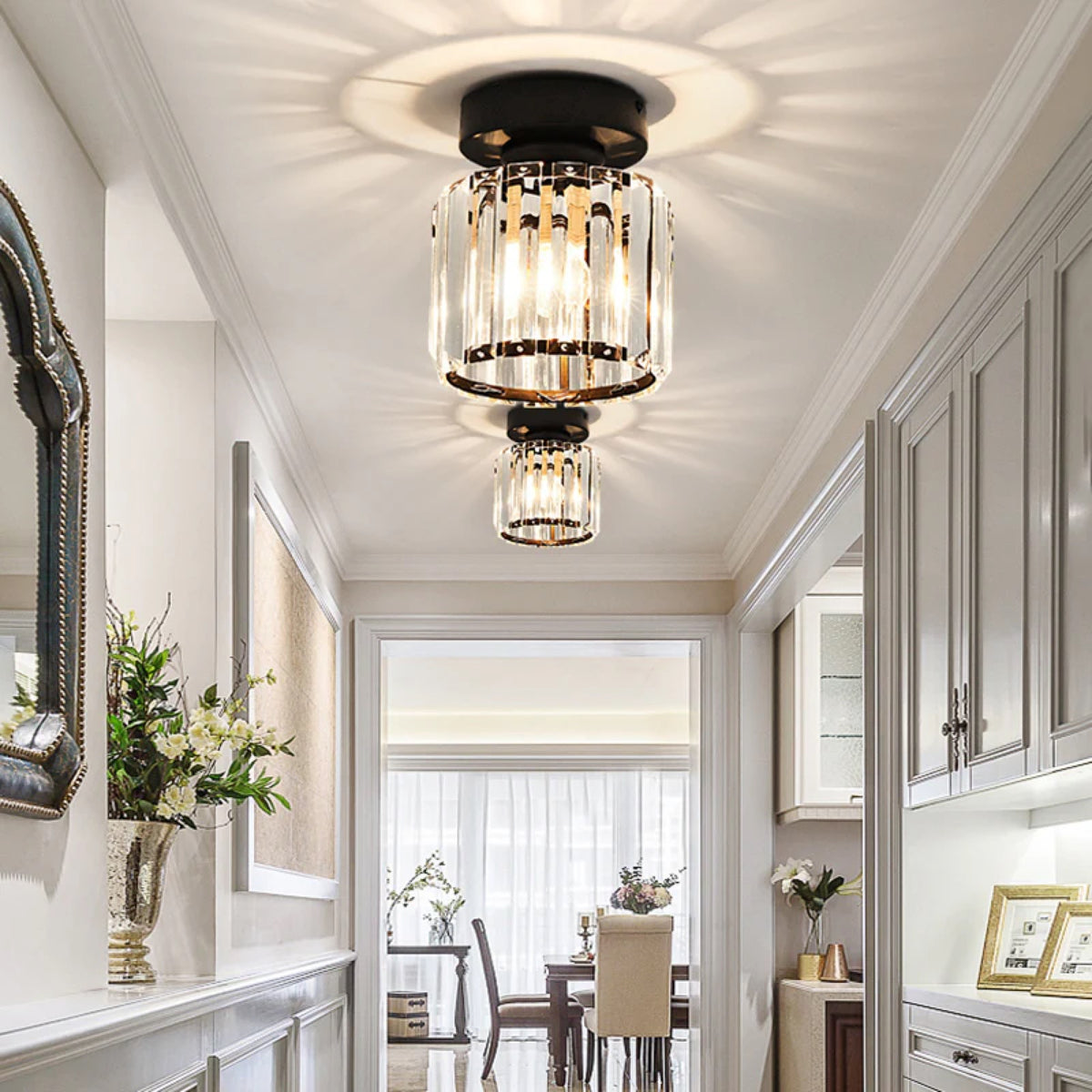 Orvella Minimalist Crystal Flush Ceiling Light