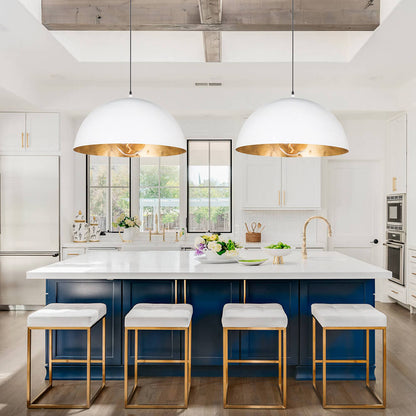 Domarra Industrial Metal Gold-Leaf Dome Pendant Light