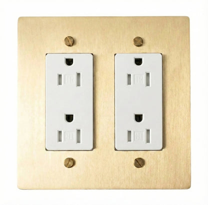 Galveno Vintage Solid Brass 2-Gang Outlet