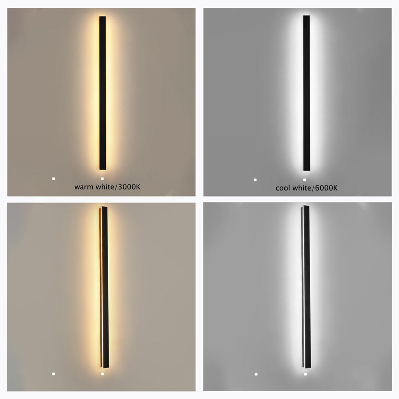 Veldrin Minimalist Slim Black Metal Outdoor Wall Light