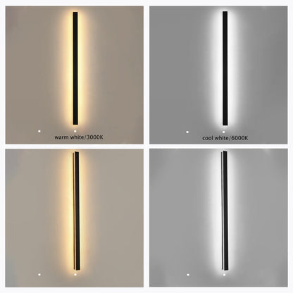 Veldrin Minimalist Slim Black Metal Outdoor Wall Light