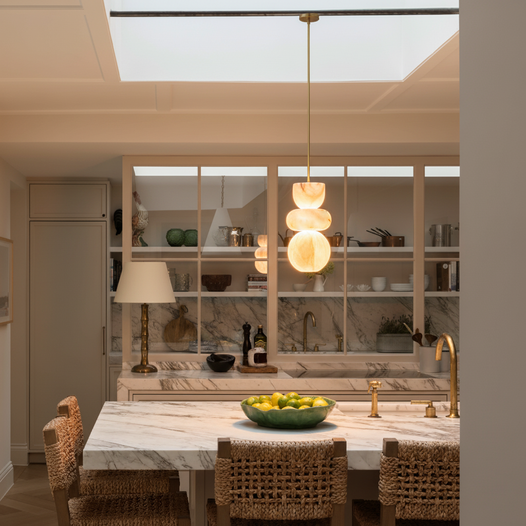 Stacked Alabaster Pendant Light