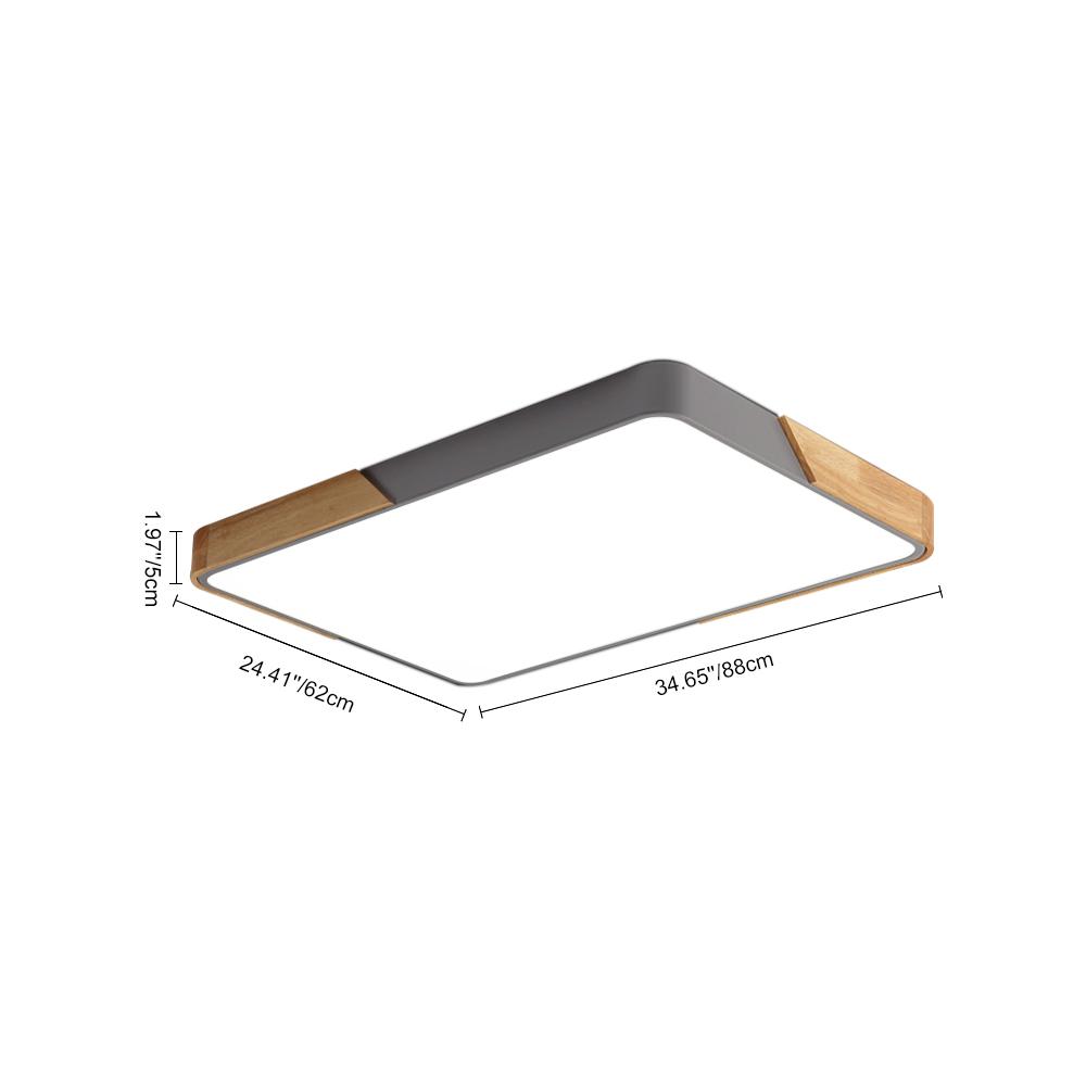 Quadrova Scandinavian Wood Rectangular LED Ceiling Light