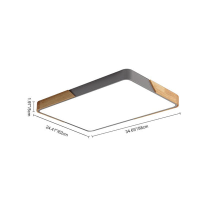 Quadrova Scandinavian Wood Rectangular LED Ceiling Light