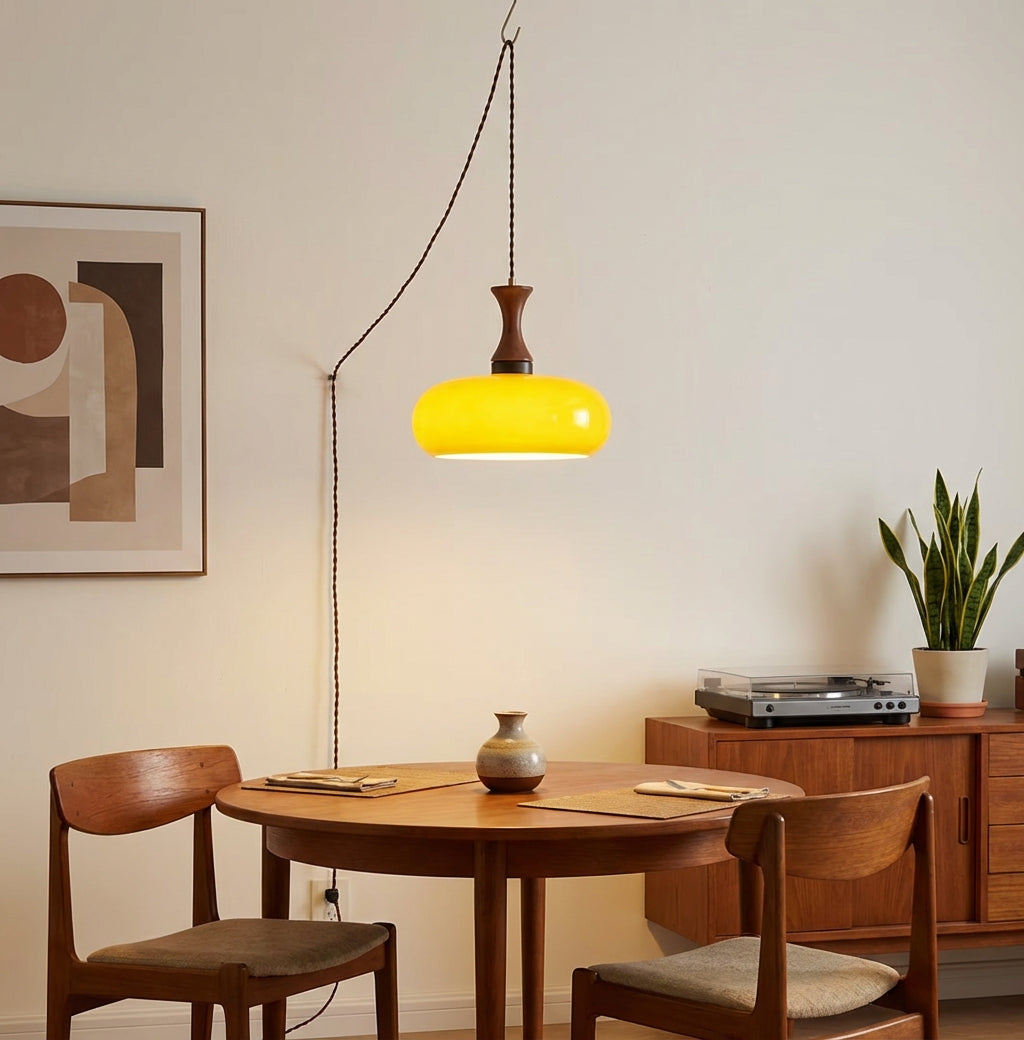 Amber Glass Plug-In Pendant