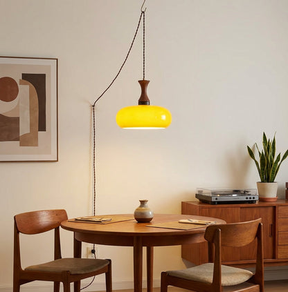 Amber Glass Plug-In Pendant