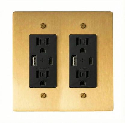 Galveno Vintage Solid Brass 2-Gang Outlet