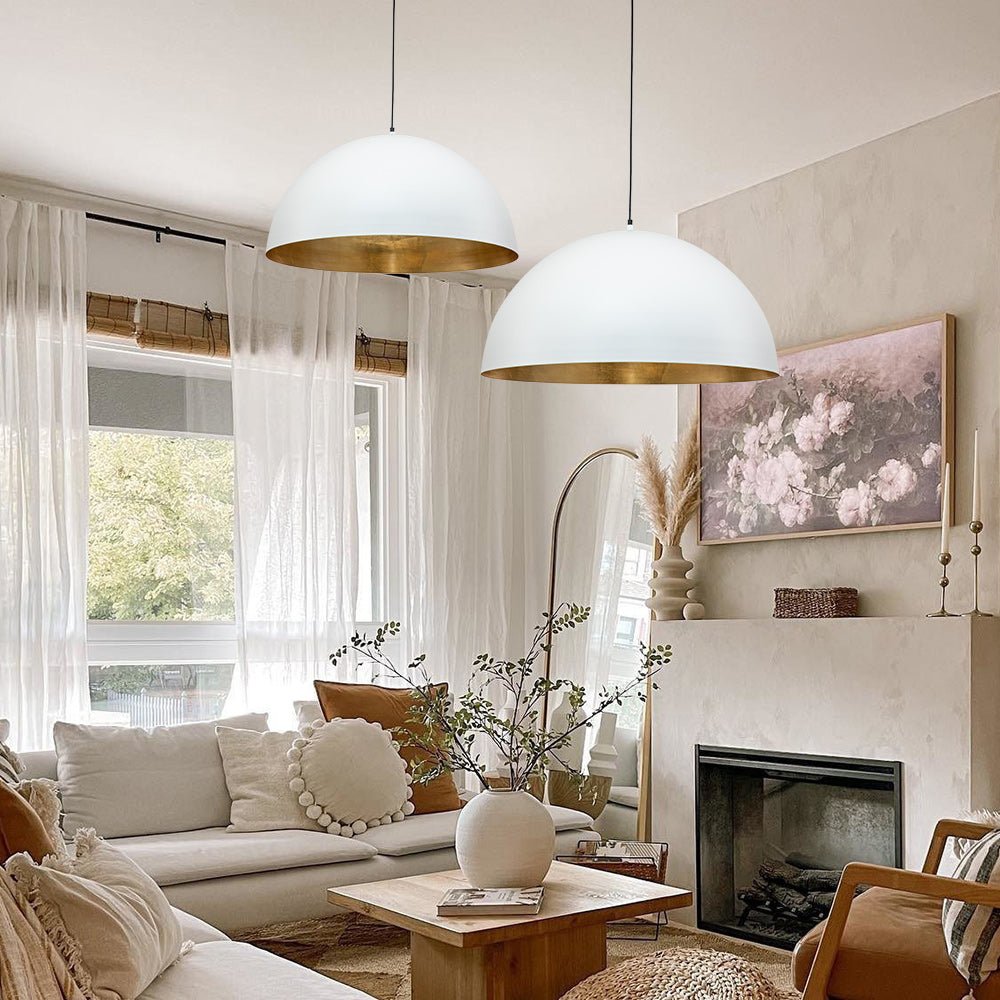 Domarra Industrial Metal Gold-Leaf Dome Pendant Light