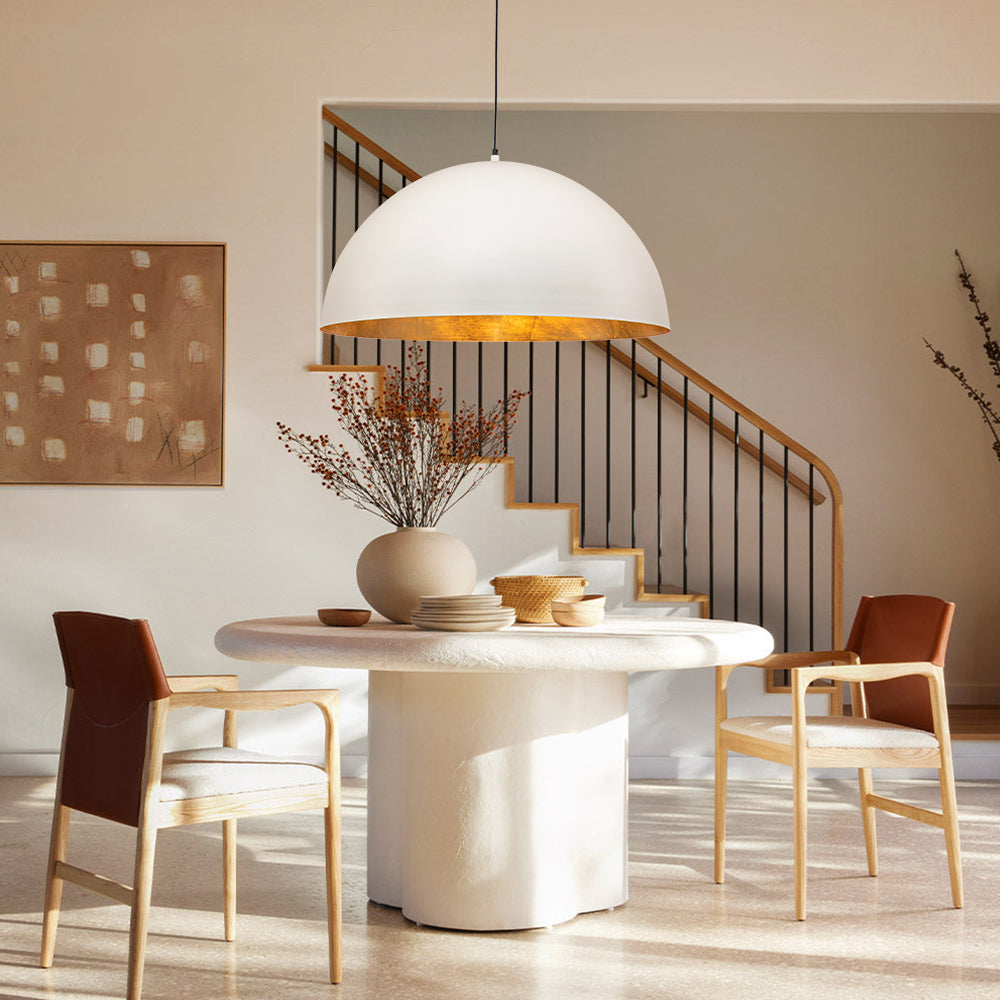 Domarra Industrial Metal Gold-Leaf Dome Pendant Light