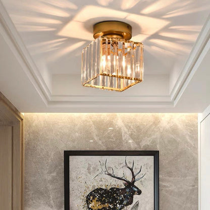 Orvella Minimalist Crystal Flush Ceiling Light
