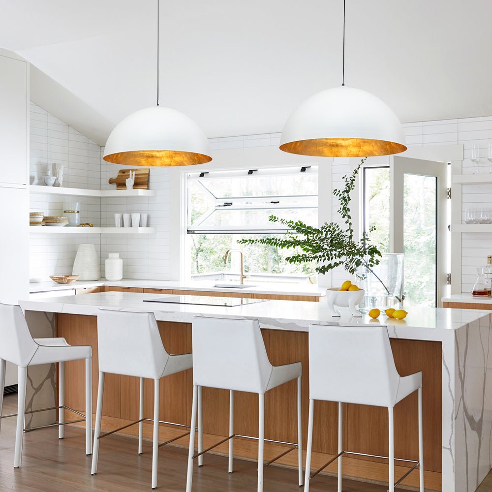 Domarra Industrial Metal Gold-Leaf Dome Pendant Light