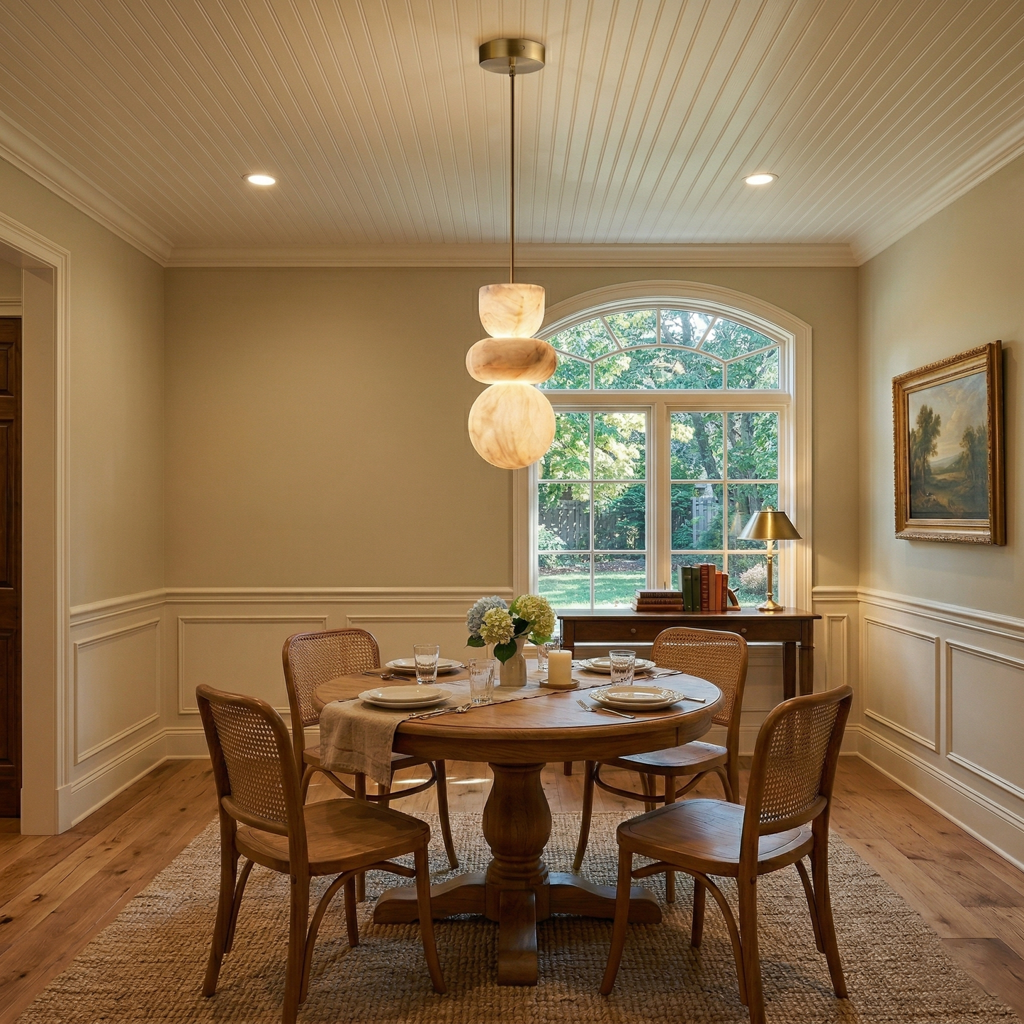 Stacked Alabaster Pendant Light