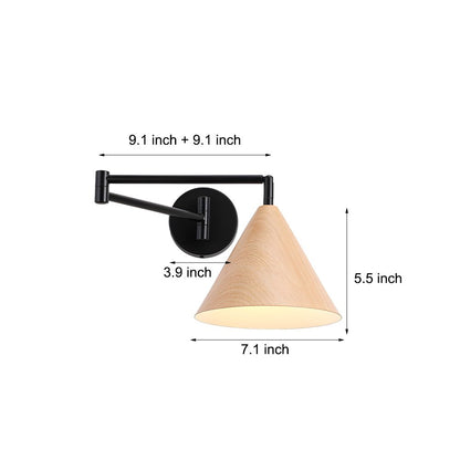 Linnoro Scandinavian Wood-Effect Swing Arm Wall Light