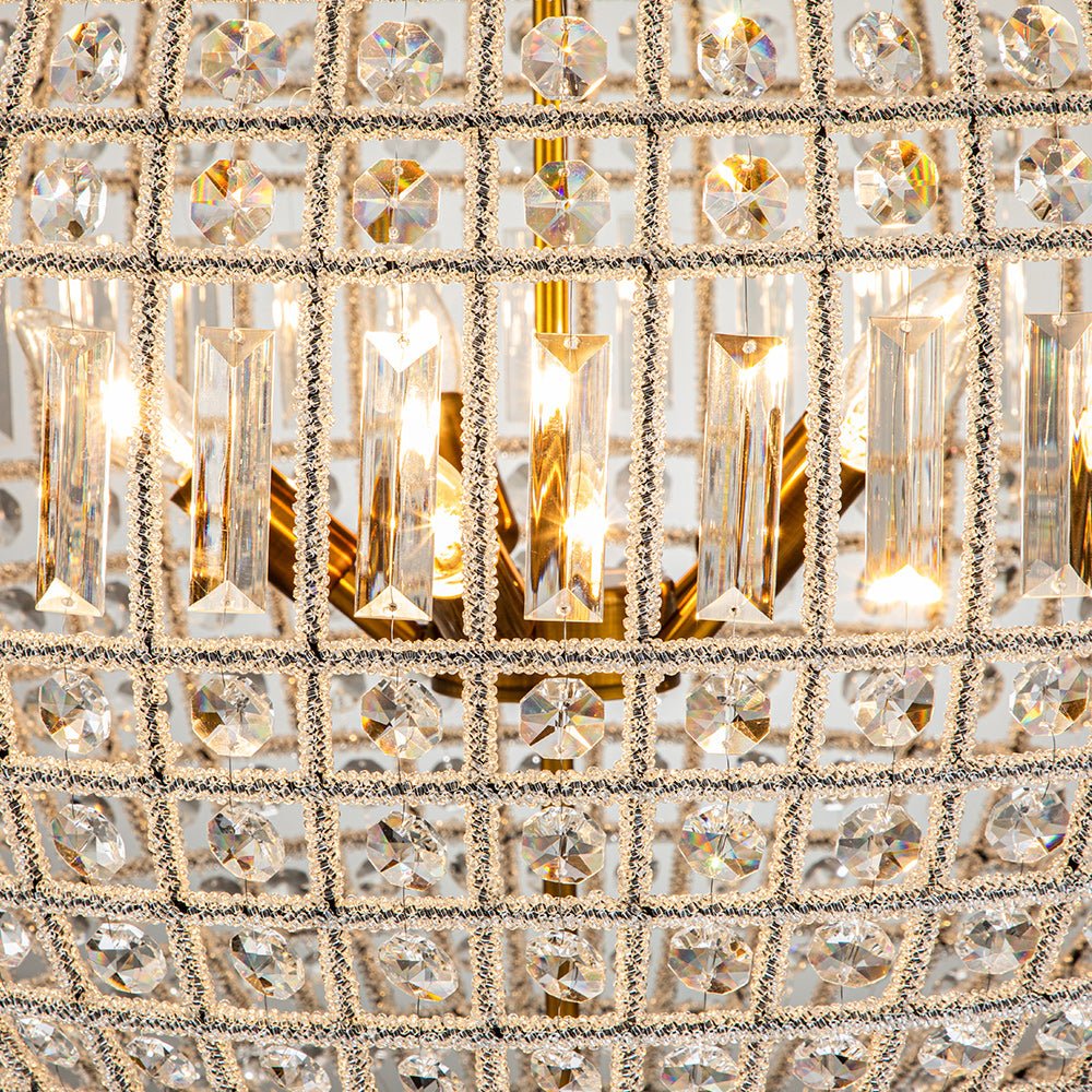 Crystavelle Regency Brass Crystal Orb Chandelier