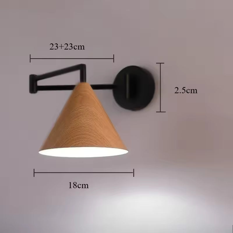 Linnoro Scandinavian Wood-Effect Swing Arm Wall Light