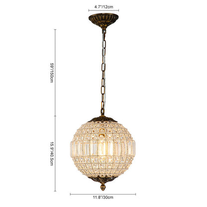 Crystavelle Regency Brass Crystal Orb Chandelier