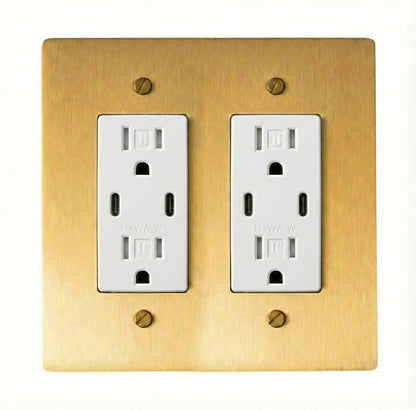 Galveno Vintage Solid Brass 2-Gang Outlet
