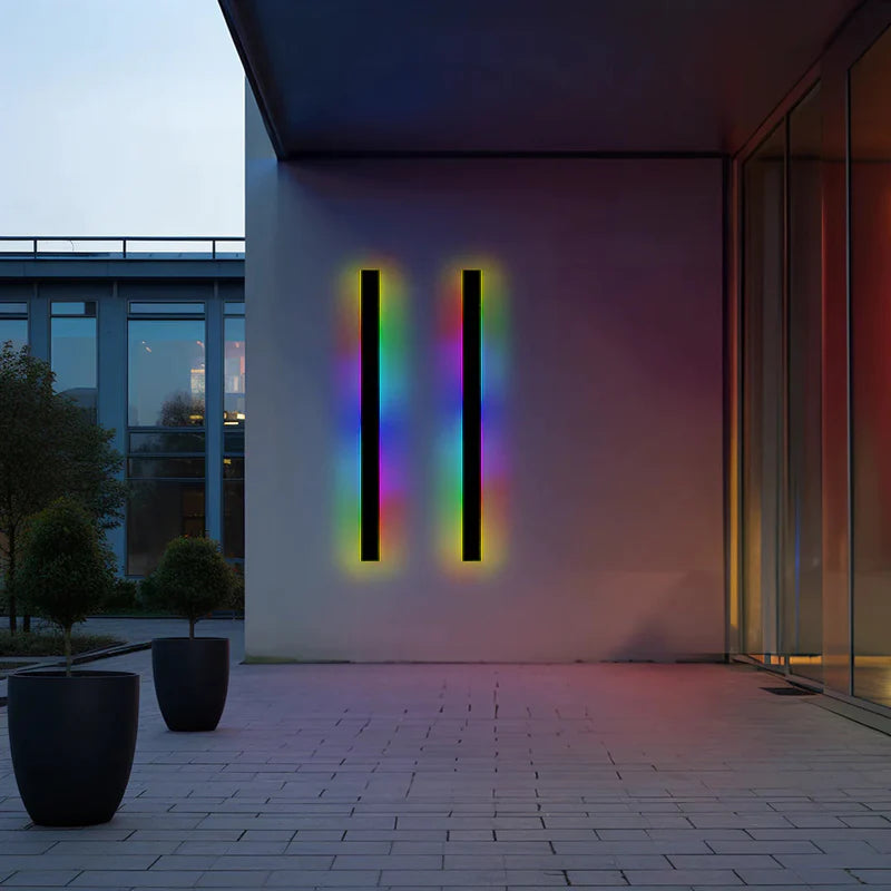 Veldrin Minimalist Slim Black Metal Outdoor Wall Light