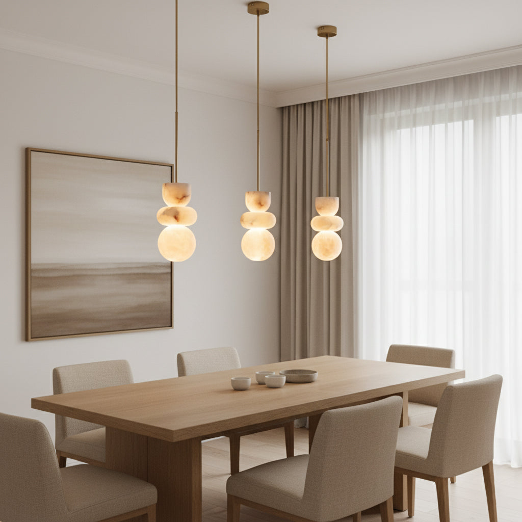 Stacked Alabaster Pendant Light