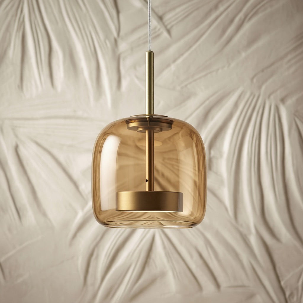 Tinted Glass Drum Pendant Light