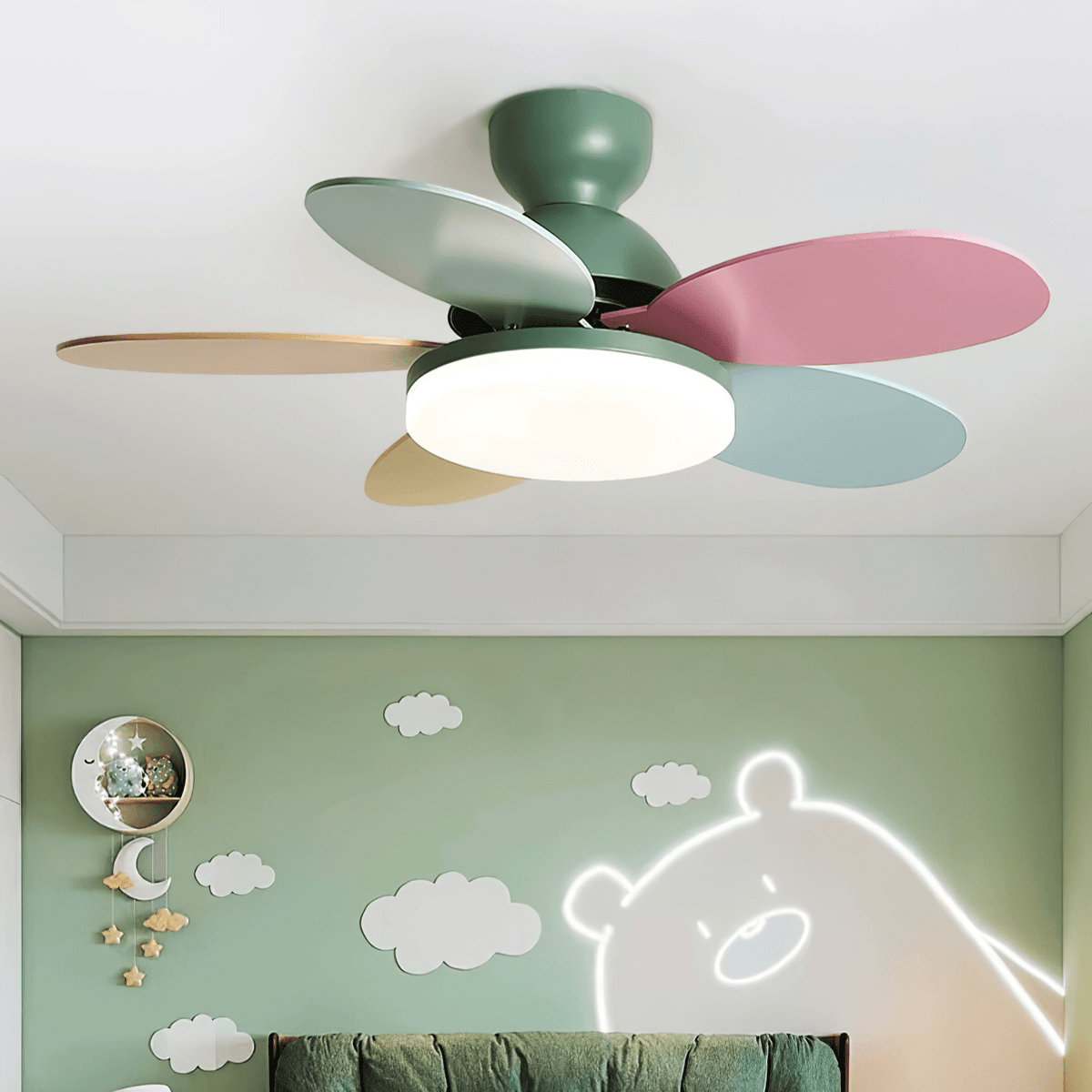 Flower Blade Wood Ceiling Fan
