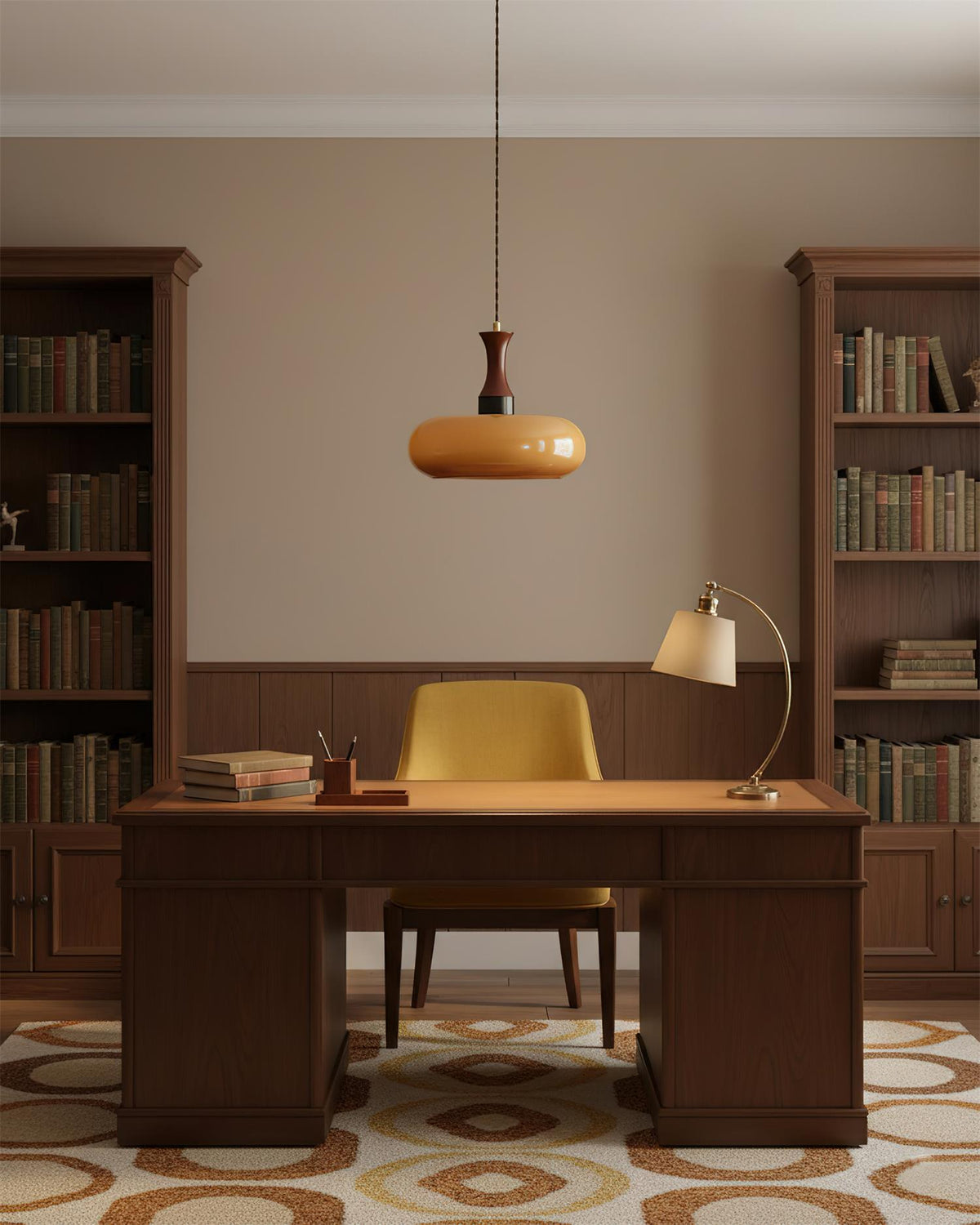 Amber Glass Plug-In Pendant
