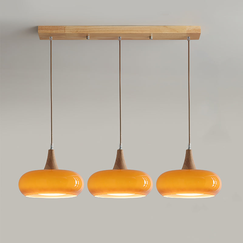 Pebble Glass Wood Pendant Light