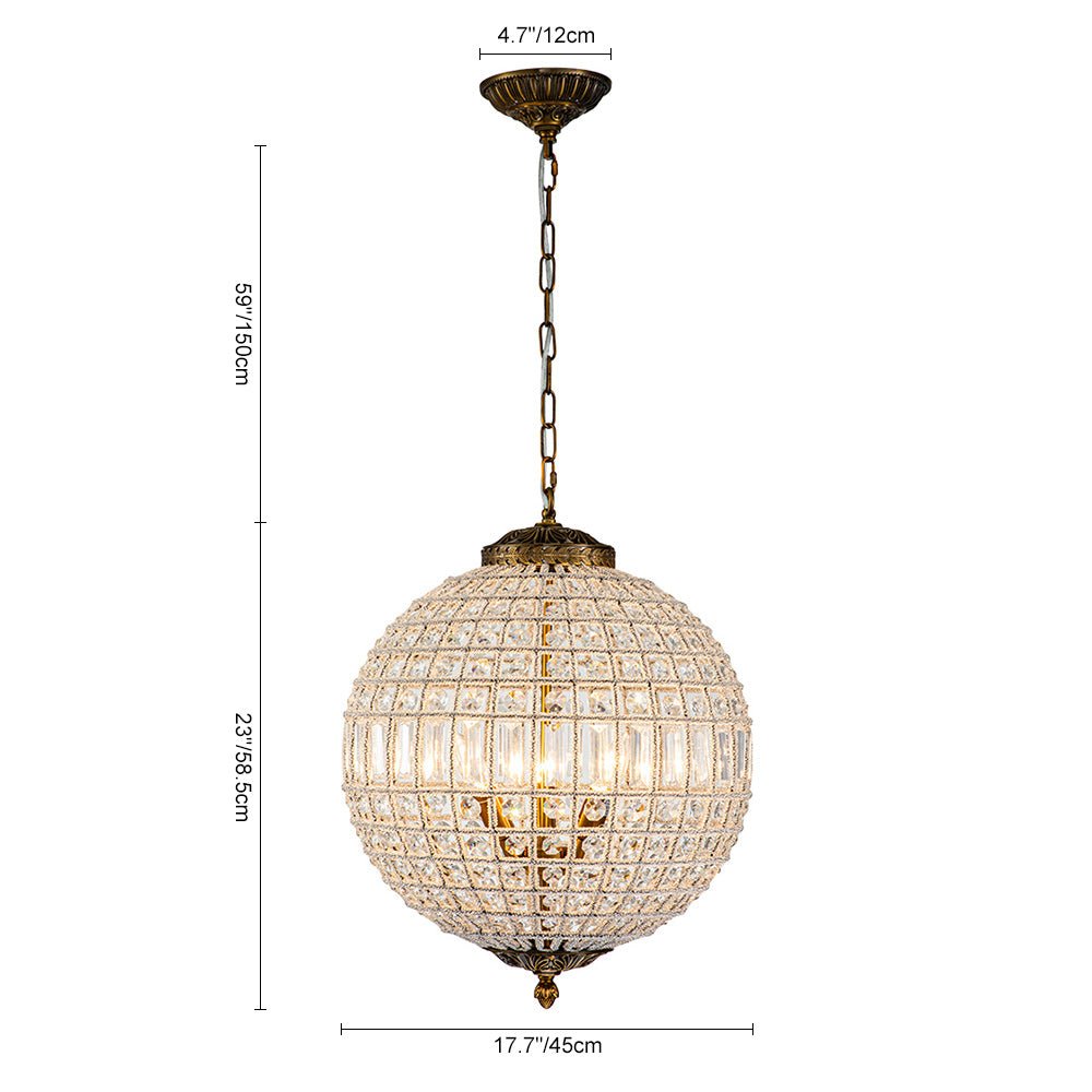 Crystavelle Regency Brass Crystal Orb Chandelier