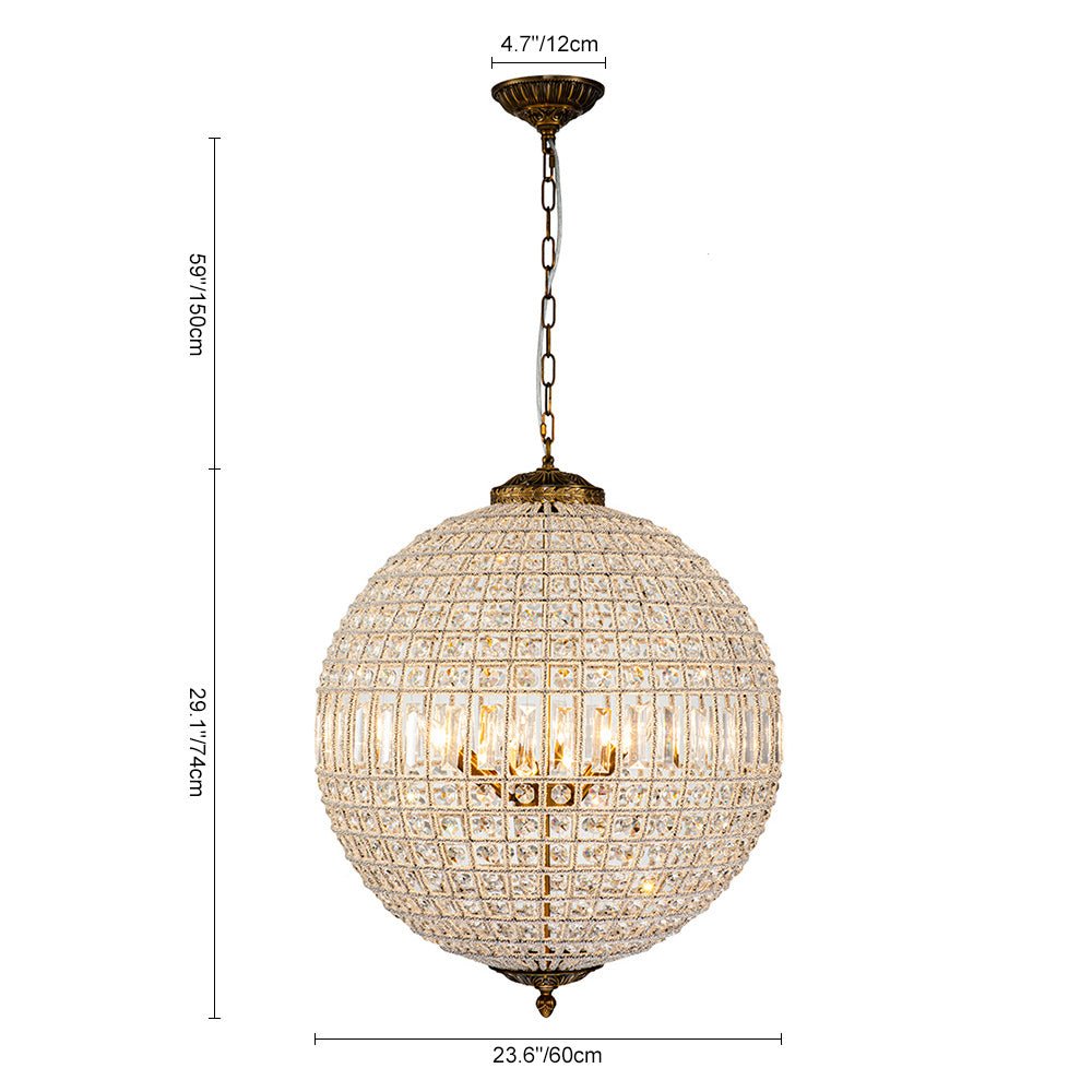 Crystavelle Regency Brass Crystal Orb Chandelier